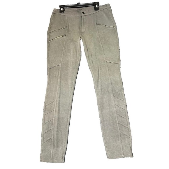 Athleta Womens Size 4P Moto Skinny Pants Petites Grey Zipper Pocket Stretch - Picture 2 of 16